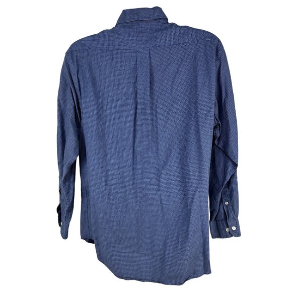 Roundtree And Yorke Mens Blue Check Long Sleeve Button Down Shirt Size L Cotton - Picture 2 of 6